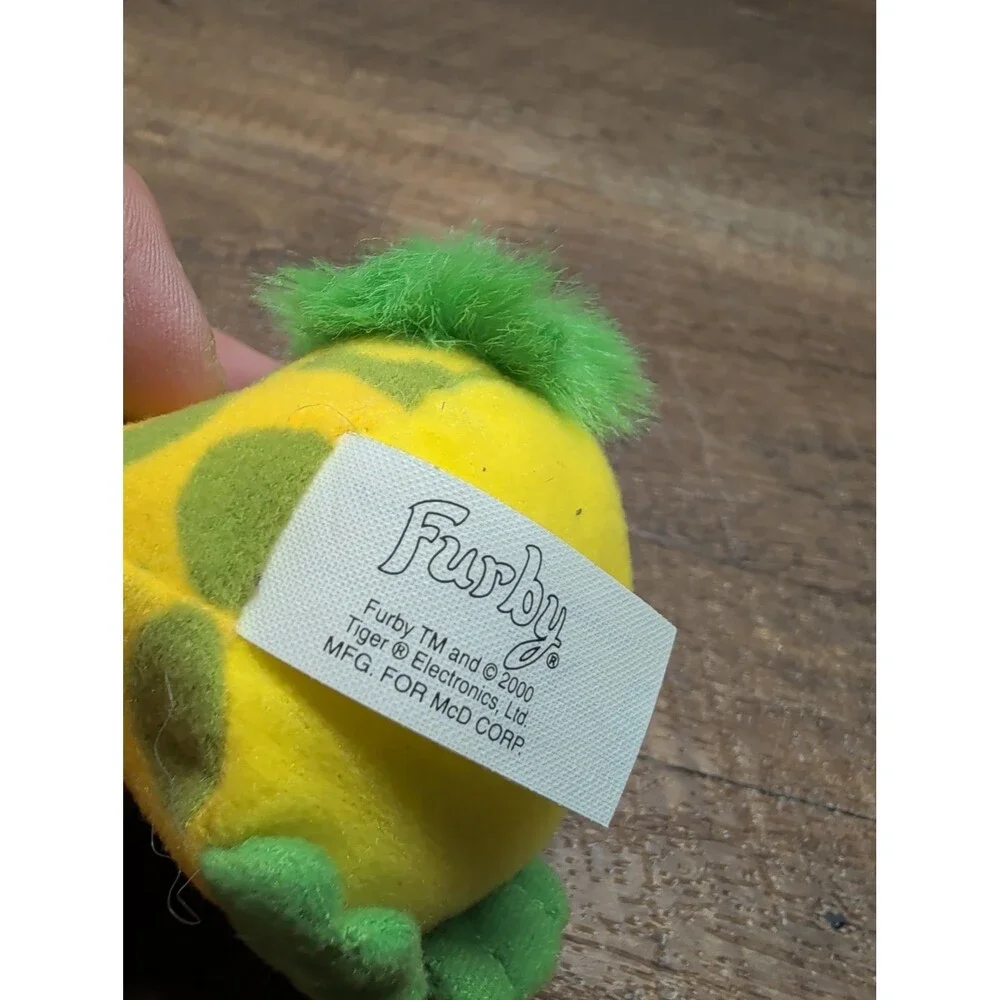 Furby Green Yellow Fuzzy Tail Plush Toy Backpack Keychain Clip